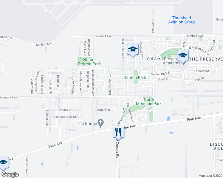 map of restaurants, bars, coffee shops, grocery stores, and more near in Chino