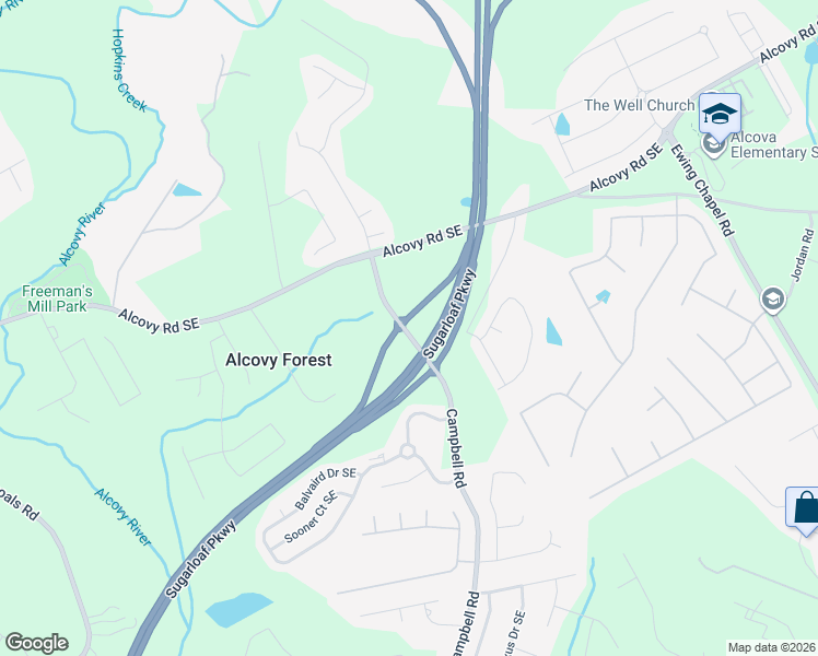 map of restaurants, bars, coffee shops, grocery stores, and more near 853 Campbell Road in Lawrenceville