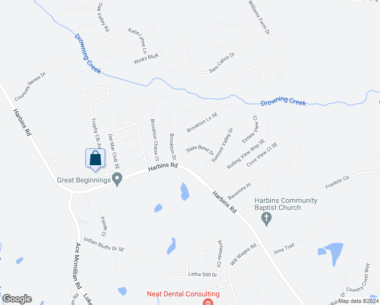 map of restaurants, bars, coffee shops, grocery stores, and more near 1335 Slate Bend Drive in Dacula