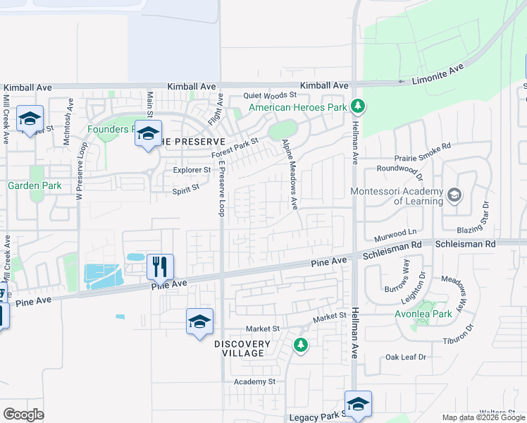 map of restaurants, bars, coffee shops, grocery stores, and more near 16054 Huckleberry Avenue in Chino
