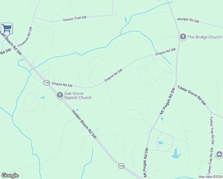 map of restaurants, bars, coffee shops, grocery stores, and more near 1320 Manuel Ln Southwest in Brunswick County