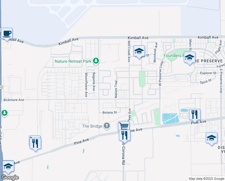 map of restaurants, bars, coffee shops, grocery stores, and more near 7779 Holland Park Street in Chino