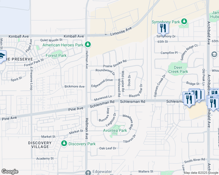 map of restaurants, bars, coffee shops, grocery stores, and more near 14833 Landerwood Drive in Corona
