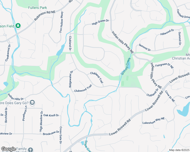 map of restaurants, bars, coffee shops, grocery stores, and more near 3770 Clubland Trail in Marietta