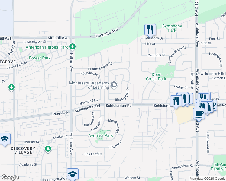 map of restaurants, bars, coffee shops, grocery stores, and more near 6903 Dock Drive in Corona