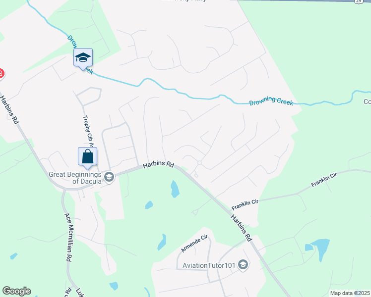 map of restaurants, bars, coffee shops, grocery stores, and more near 1355 Slate Bend Drive in Dacula