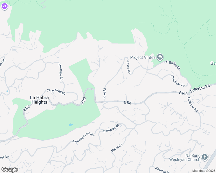 map of restaurants, bars, coffee shops, grocery stores, and more near 2240 Valle Drive in La Habra Heights