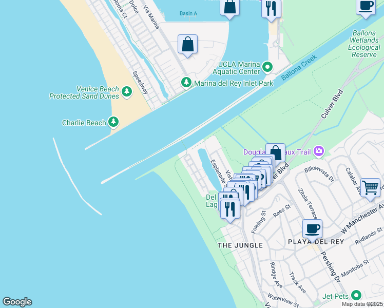 map of restaurants, bars, coffee shops, grocery stores, and more near 6202 Pacific Avenue in Los Angeles