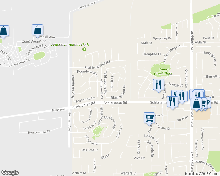 map of restaurants, bars, coffee shops, grocery stores, and more near 6903 Dock Drive in Corona