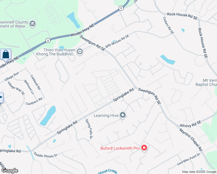 map of restaurants, bars, coffee shops, grocery stores, and more near 87 Old Winder Road in Lawrenceville