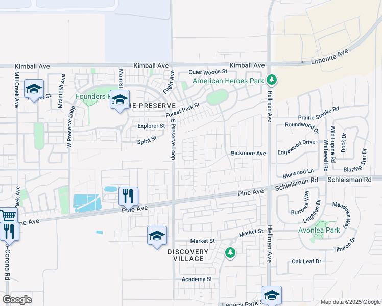 map of restaurants, bars, coffee shops, grocery stores, and more near 16042 Alamo Court in Chino