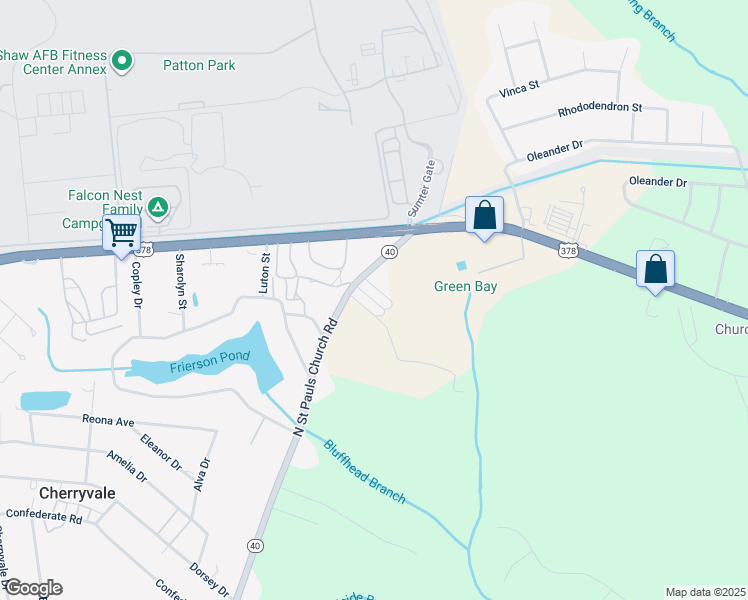 map of restaurants, bars, coffee shops, grocery stores, and more near 2335 North Street Pauls Church Road in Sumter