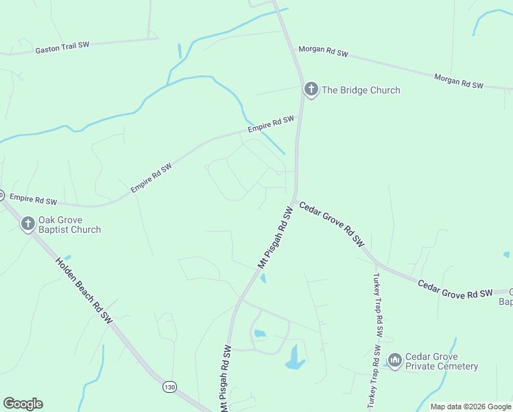 map of restaurants, bars, coffee shops, grocery stores, and more near 1391 Mount Pisgah Road Southwest in Brunswick
