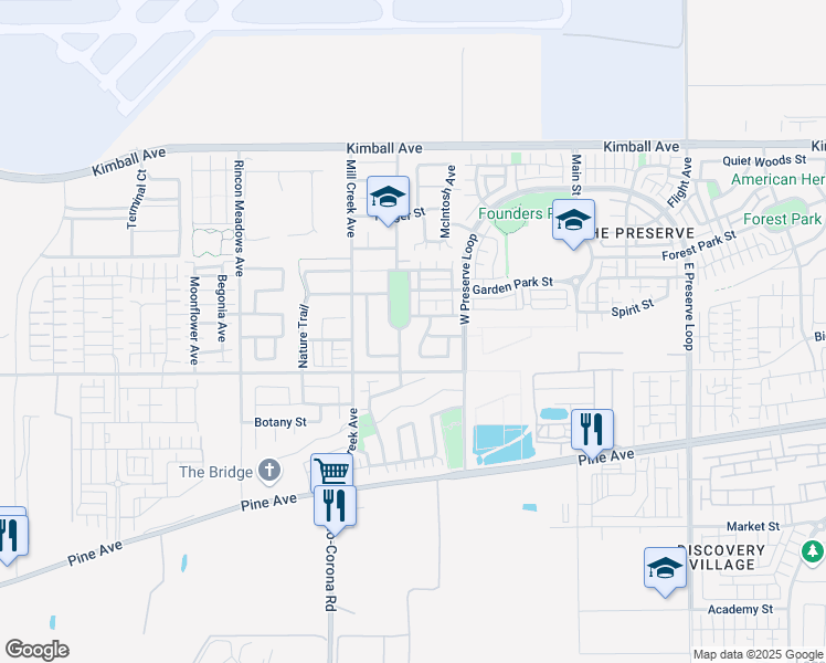 map of restaurants, bars, coffee shops, grocery stores, and more near 16009 Lantana Avenue in Chino