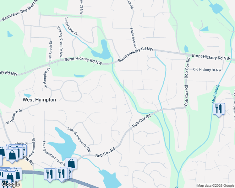 map of restaurants, bars, coffee shops, grocery stores, and more near 230 Jackson Heights Lane in Marietta