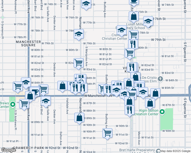 map of restaurants, bars, coffee shops, grocery stores, and more near 8329 Raymond Avenue in Los Angeles