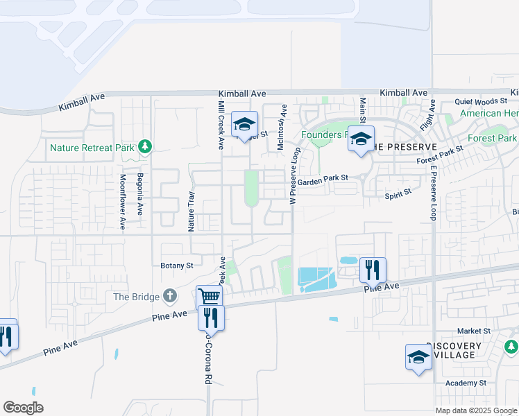 map of restaurants, bars, coffee shops, grocery stores, and more near 16009 Lantana Avenue in Chino