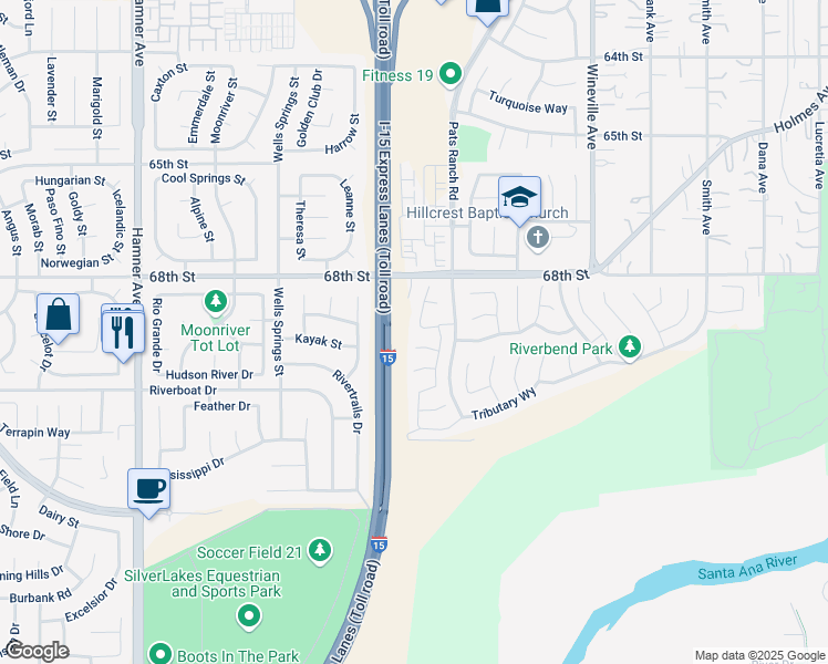 map of restaurants, bars, coffee shops, grocery stores, and more near 12175 Tide Pool Dr in Jurupa Valley