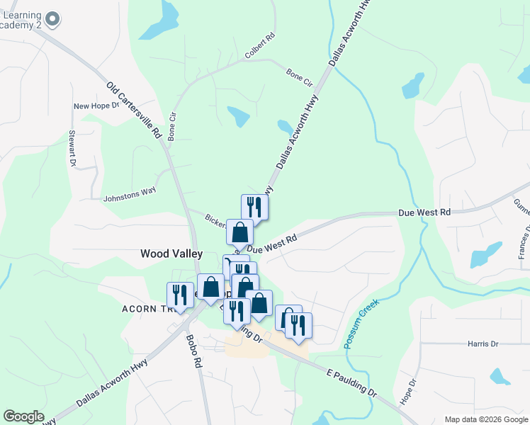 map of restaurants, bars, coffee shops, grocery stores, and more near 4842 Dallas Acworth Highway in Dallas