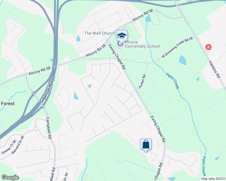 map of restaurants, bars, coffee shops, grocery stores, and more near 2067 Mitford Court in Dacula