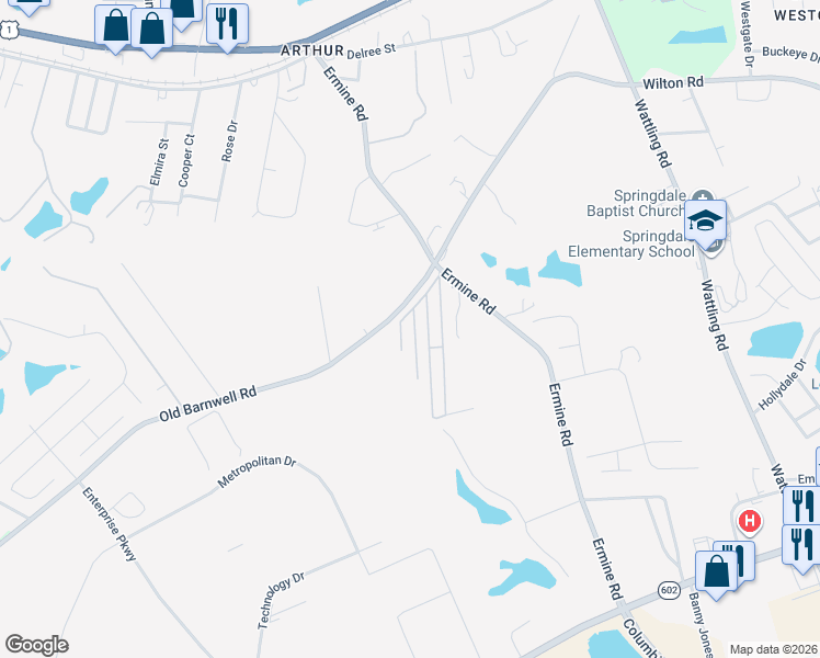 map of restaurants, bars, coffee shops, grocery stores, and more near 255 Old Barnwell Road in West Columbia