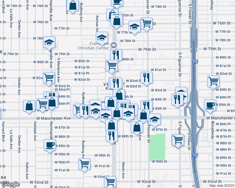 map of restaurants, bars, coffee shops, grocery stores, and more near in Los Angeles