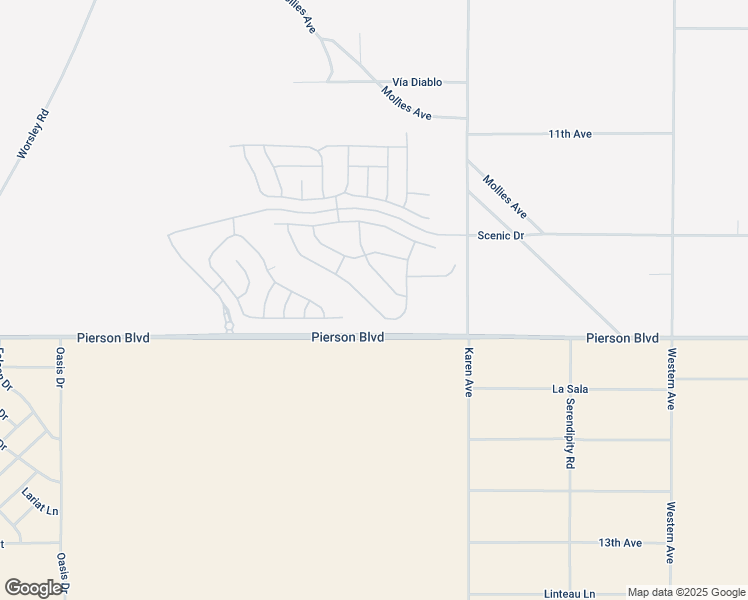 map of restaurants, bars, coffee shops, grocery stores, and more near 11664 South Crescent Street in Desert Hot Springs