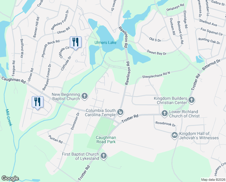 map of restaurants, bars, coffee shops, grocery stores, and more near 201 Twin Oaks Lane in Columbia