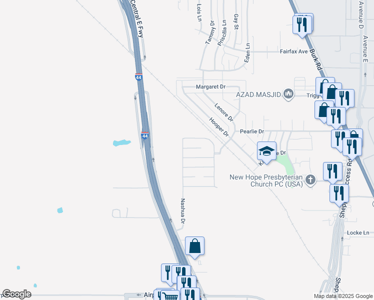 map of restaurants, bars, coffee shops, grocery stores, and more near 116 Rembrandt Circle in Wichita Falls