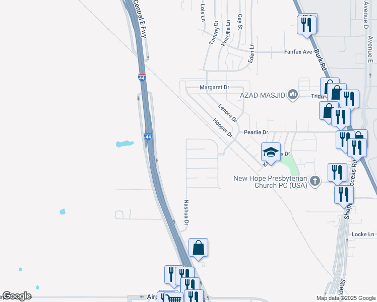 map of restaurants, bars, coffee shops, grocery stores, and more near 116 Rembrandt Circle in Wichita Falls