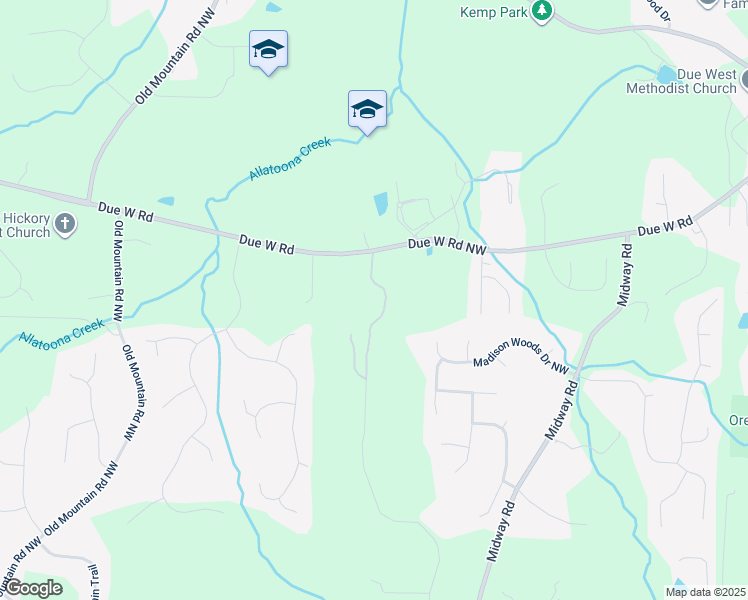 map of restaurants, bars, coffee shops, grocery stores, and more near 4591 Due West Road Northwest in Kennesaw