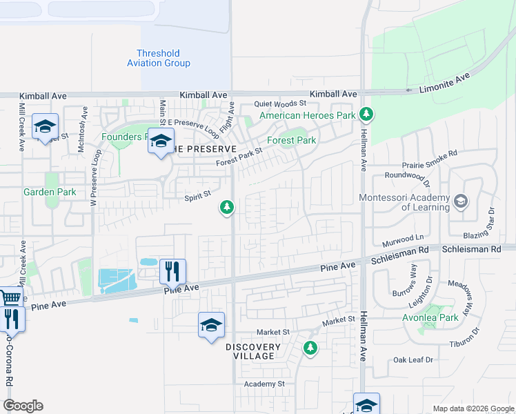 map of restaurants, bars, coffee shops, grocery stores, and more near 16017 Alamo Court in Chino