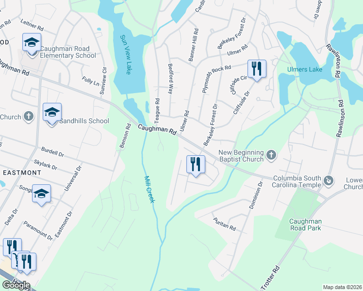 map of restaurants, bars, coffee shops, grocery stores, and more near 34 Nottingham Court in Columbia