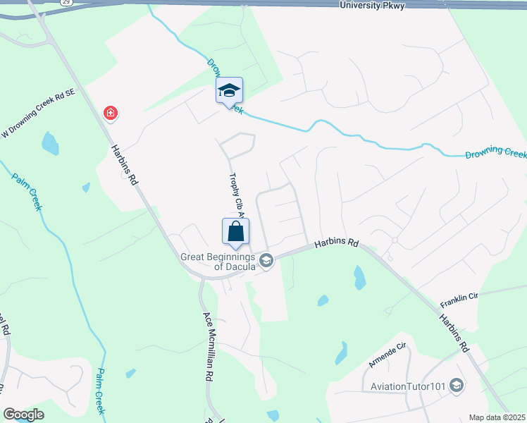 map of restaurants, bars, coffee shops, grocery stores, and more near 1210 Del Mar Club Drive in Dacula