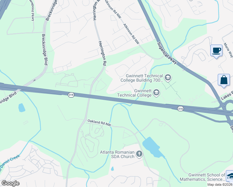 map of restaurants, bars, coffee shops, grocery stores, and more near 2280 Glynmoore Drive in Lawrenceville