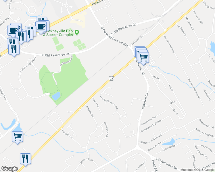 map of restaurants, bars, coffee shops, grocery stores, and more near 5082 Overlook View Court Northwest in Duluth