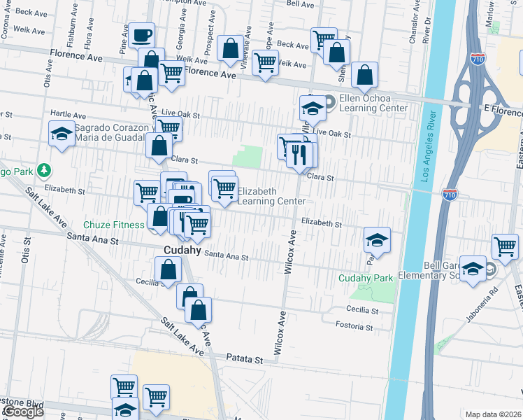 map of restaurants, bars, coffee shops, grocery stores, and more near 4863 Elizabeth Street in Cudahy