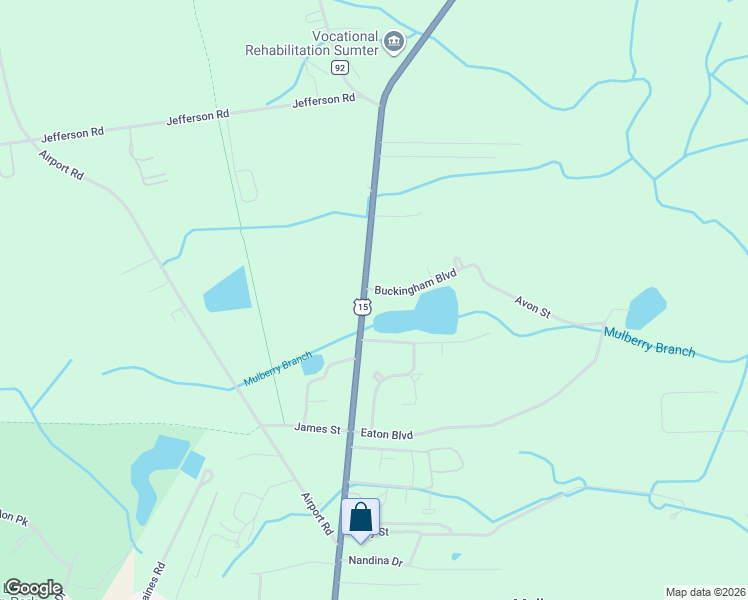 map of restaurants, bars, coffee shops, grocery stores, and more near 2 Buckingham Boulevard in Sumter