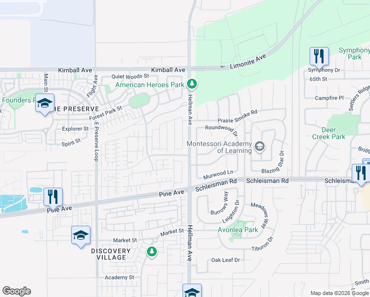 map of restaurants, bars, coffee shops, grocery stores, and more near 8833 Bay Laurel Street in Chino