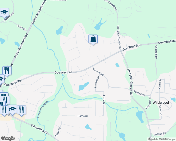 map of restaurants, bars, coffee shops, grocery stores, and more near 25 Summer Lake Place in Dallas