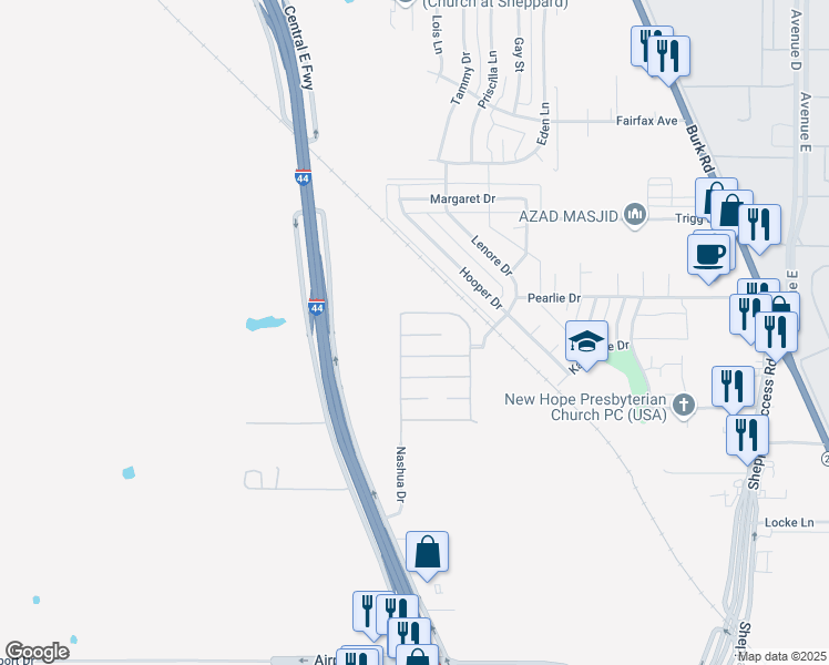 map of restaurants, bars, coffee shops, grocery stores, and more near 116 Rembrandt Circle in Wichita Falls