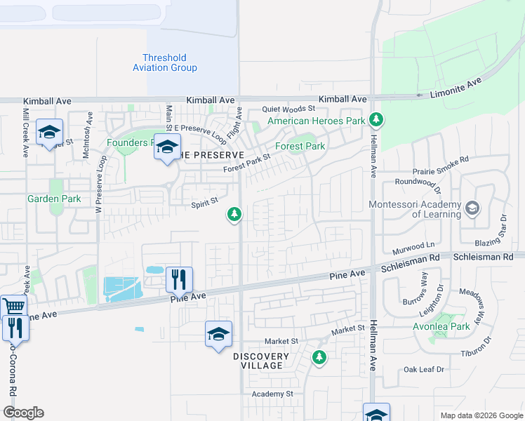 map of restaurants, bars, coffee shops, grocery stores, and more near 16016 Alamo Court in Chino