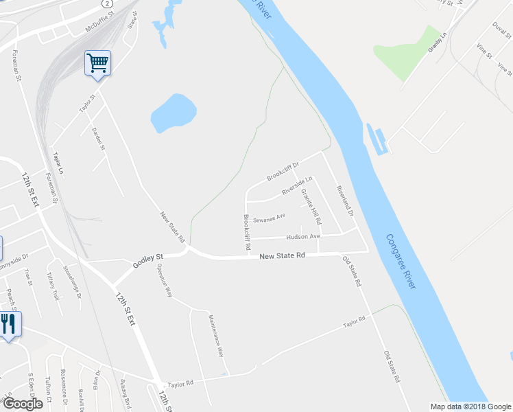 map of restaurants, bars, coffee shops, grocery stores, and more near 547 Riverside Lane in Cayce