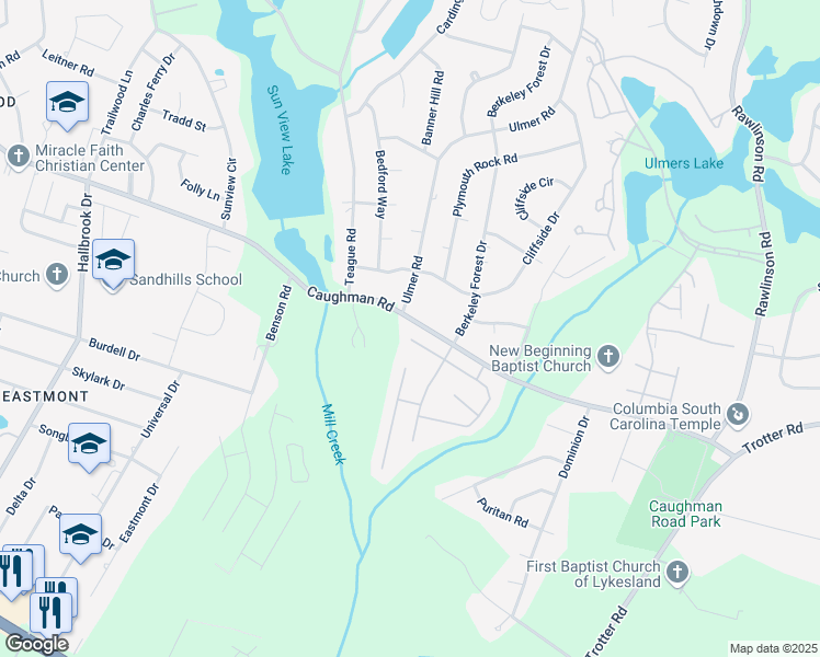 map of restaurants, bars, coffee shops, grocery stores, and more near 34 Nottingham Court in Columbia