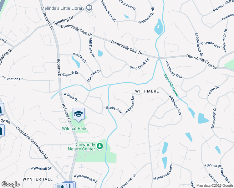 map of restaurants, bars, coffee shops, grocery stores, and more near 5548 Martina Way in Dunwoody