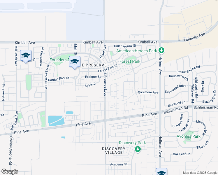 map of restaurants, bars, coffee shops, grocery stores, and more near 16010 Cochise Court in Chino