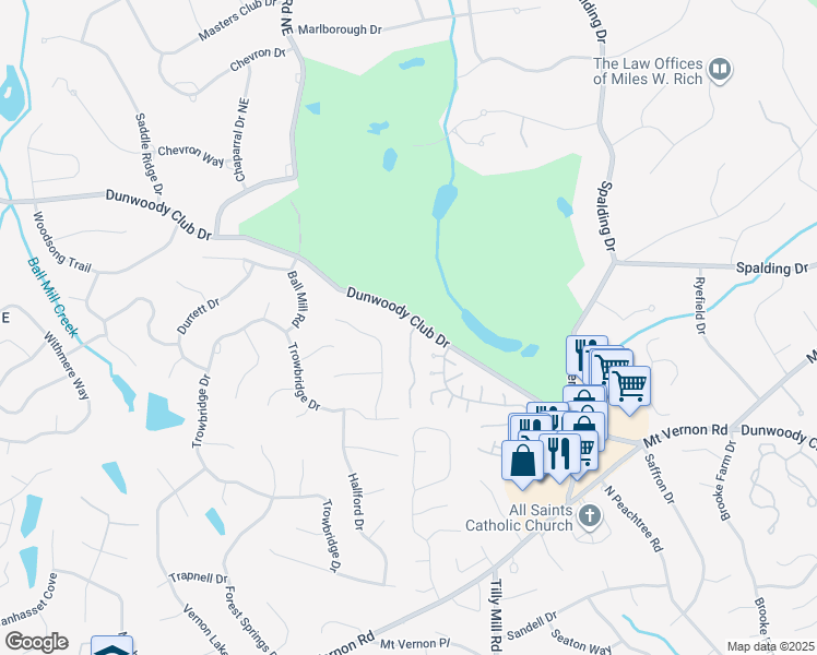 map of restaurants, bars, coffee shops, grocery stores, and more near 4101-4 Dunwoody Club Drive in Atlanta