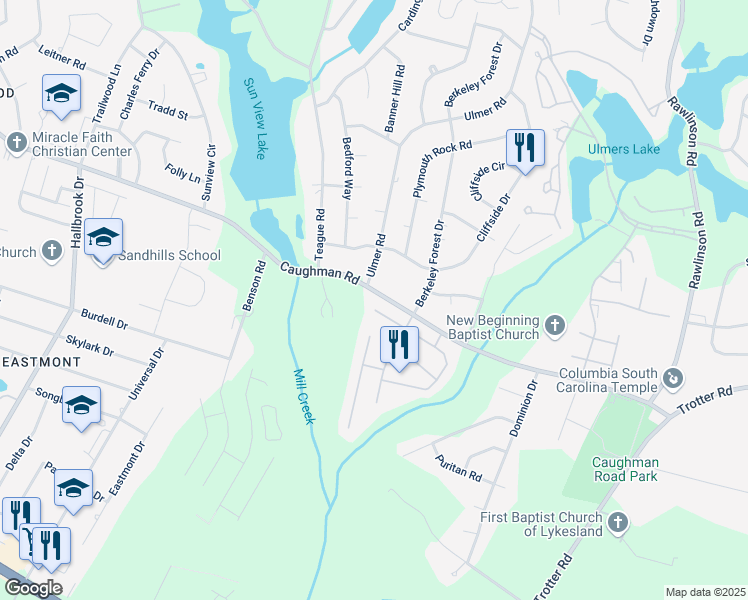 map of restaurants, bars, coffee shops, grocery stores, and more near 34 Nottingham Court in Columbia