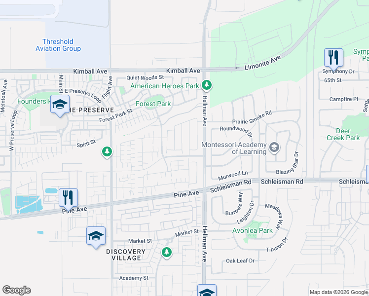 map of restaurants, bars, coffee shops, grocery stores, and more near 8833 Bay Laurel Street in Chino