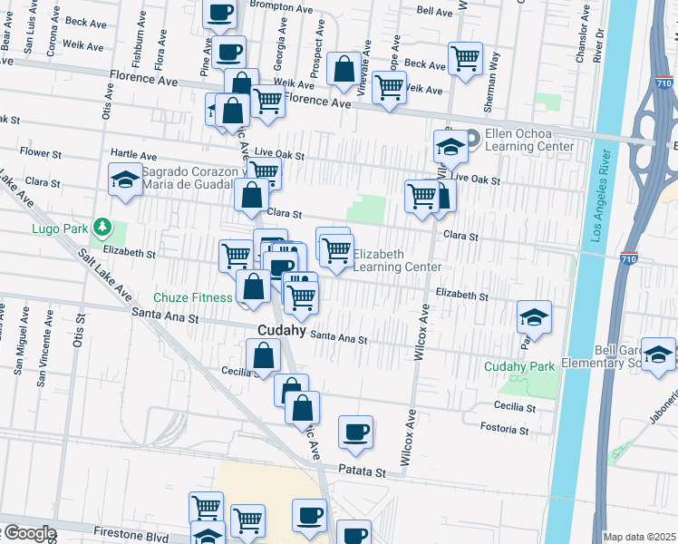 map of restaurants, bars, coffee shops, grocery stores, and more near 4811 Elizabeth Street in Cudahy